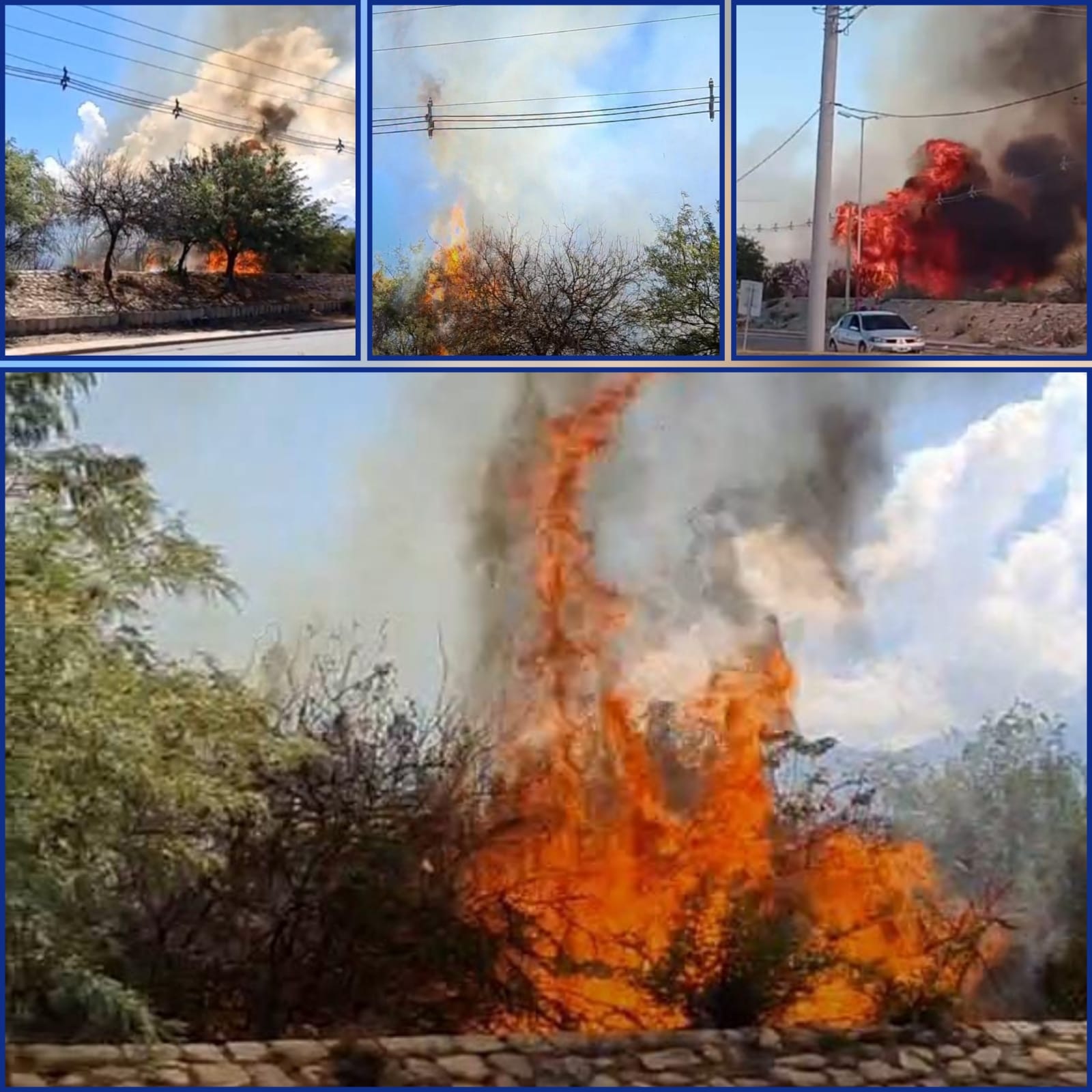 CHILECITO: PERSONAL POLICIAL Y BOMBEROS CONTROLARON UN INCENDIO EN CERCANIAS DE LA YPF 