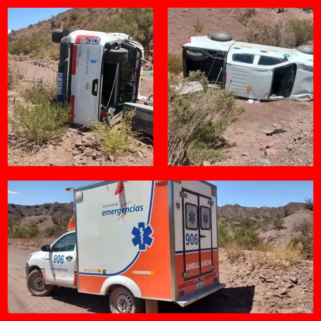 GUANDACOL: Camioneta sale del camino y desciende a un barranco de tres metros aproximadamente por el camino denominado minero