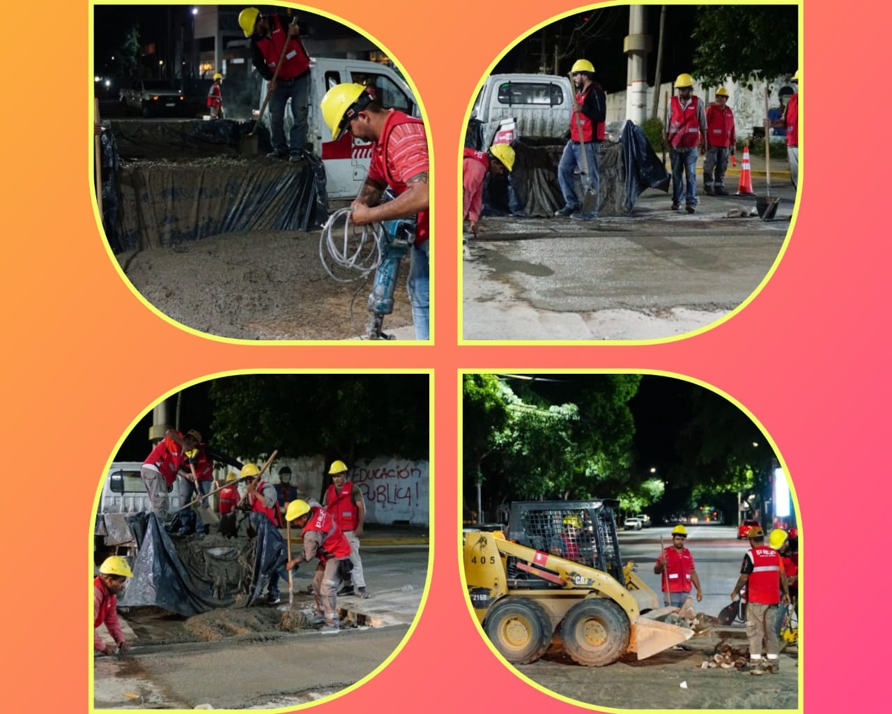 ANTE EMERGENCIA VIAL, MUNICIPIO SUMA BACHEO NOCTURNO 