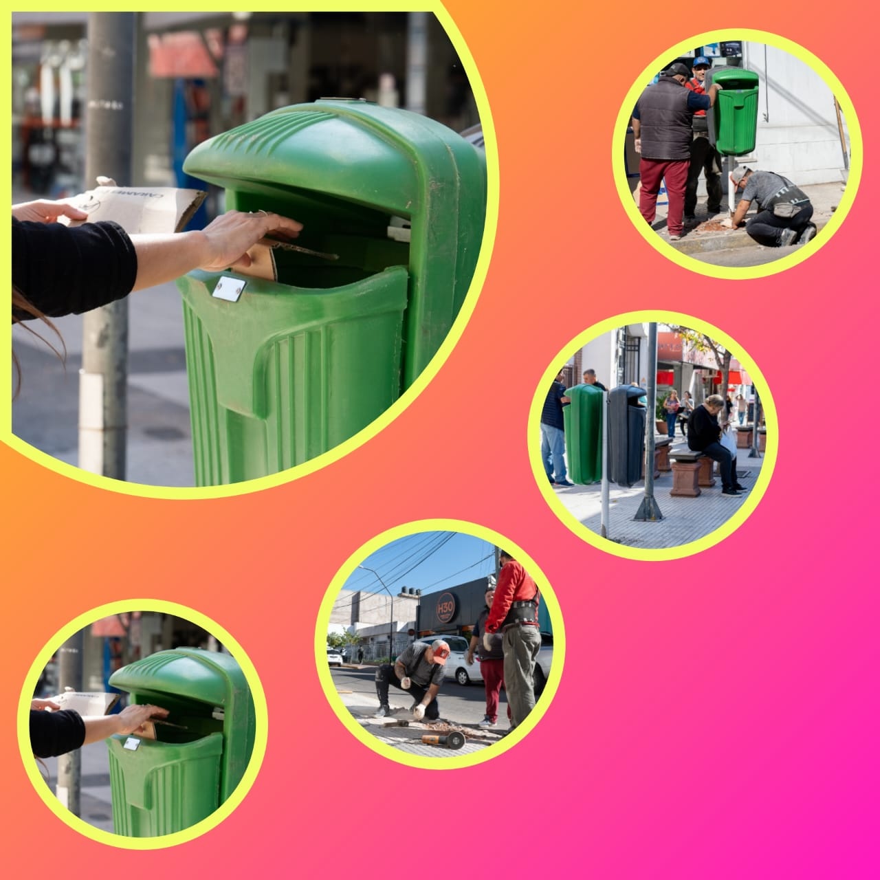 YA NO HAY EXCUSAS: SE COLOCARON CESTOS DE RESIDUOS EN EL CENTRO