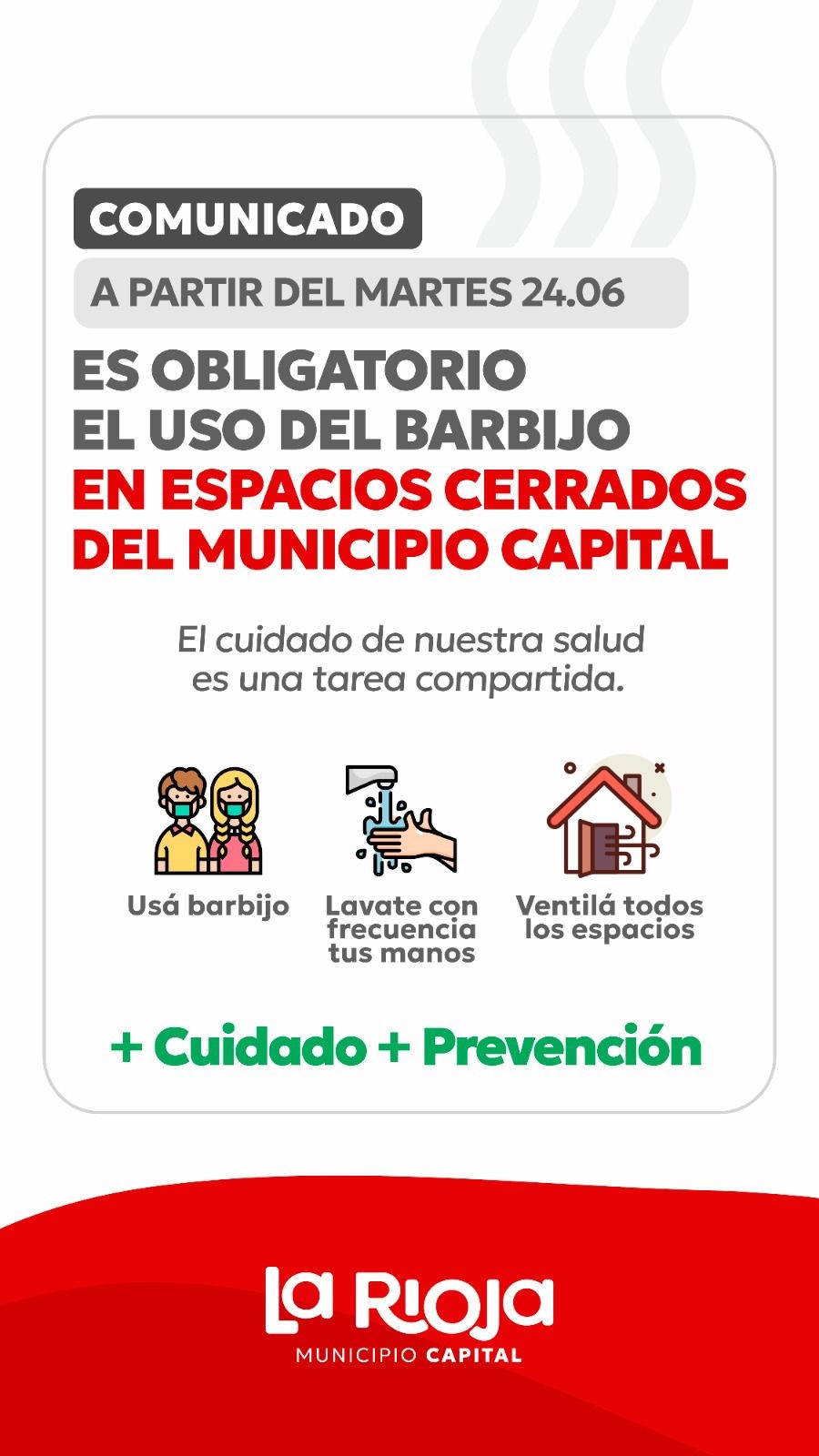 EL MUNICIPIO IMPLEMENTA EL USO OBLIGATORIO DEL BARBIJO EN ESPACIOS CERRADOS Y ENTES DESCENTRALIZADOS