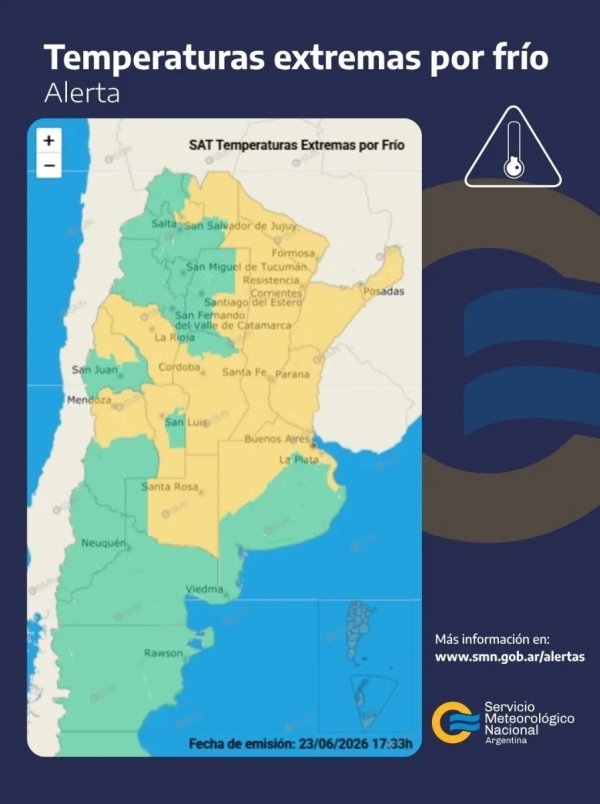 Alerta por temperaturas extremas: La Rioja contin&uacute;a bajo advertencia por fr&iacute;o intenso