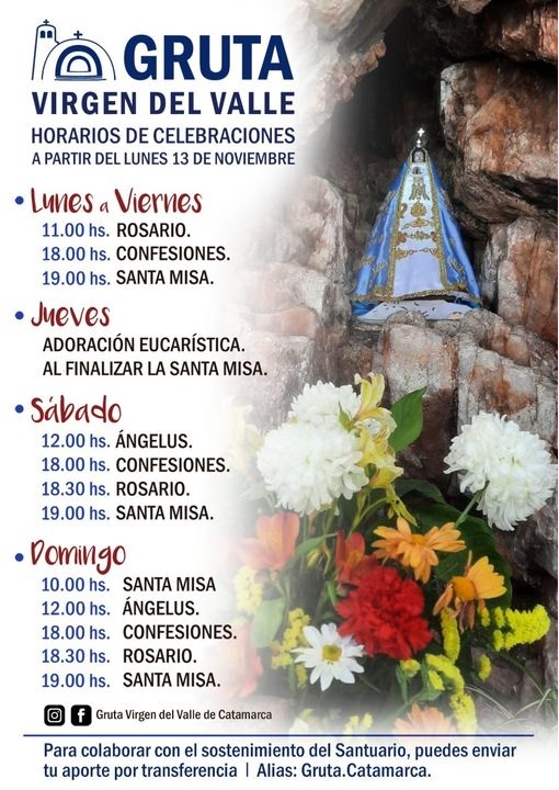 CATAMARCA: Nuevos horarios de celebraciones en la gruta Virgen Del Valle