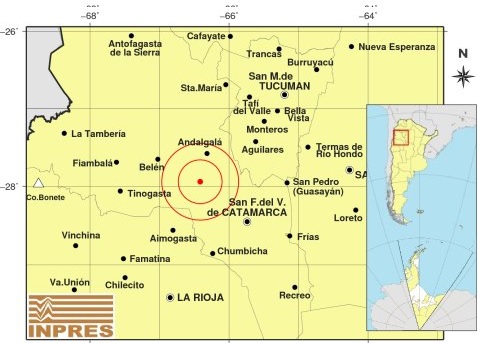 INPRES reportó dos sismos en Catamarca durante la mañana