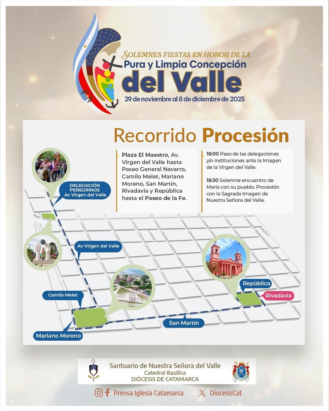 CATAMARCA: Con la Solemne Procesión se cierran las fiestas en honor de la Pura y Limpia Concepción del Valle: recorrido